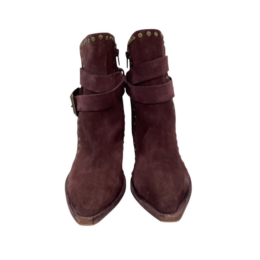 Free People Studded Brandy Wine Billy Ankle Boots Size 7.5 US / 37.5 EU - Picture 4 of 5